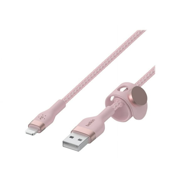 Belkin BoostCharge Pro Flex Braided USB Type A to Lightning Cable (2M/6.6FT), MFi Certified Charging Cable for iPhone 14, 13, 12, 11, Pro, Max, Mini, SE, iPad - Pink