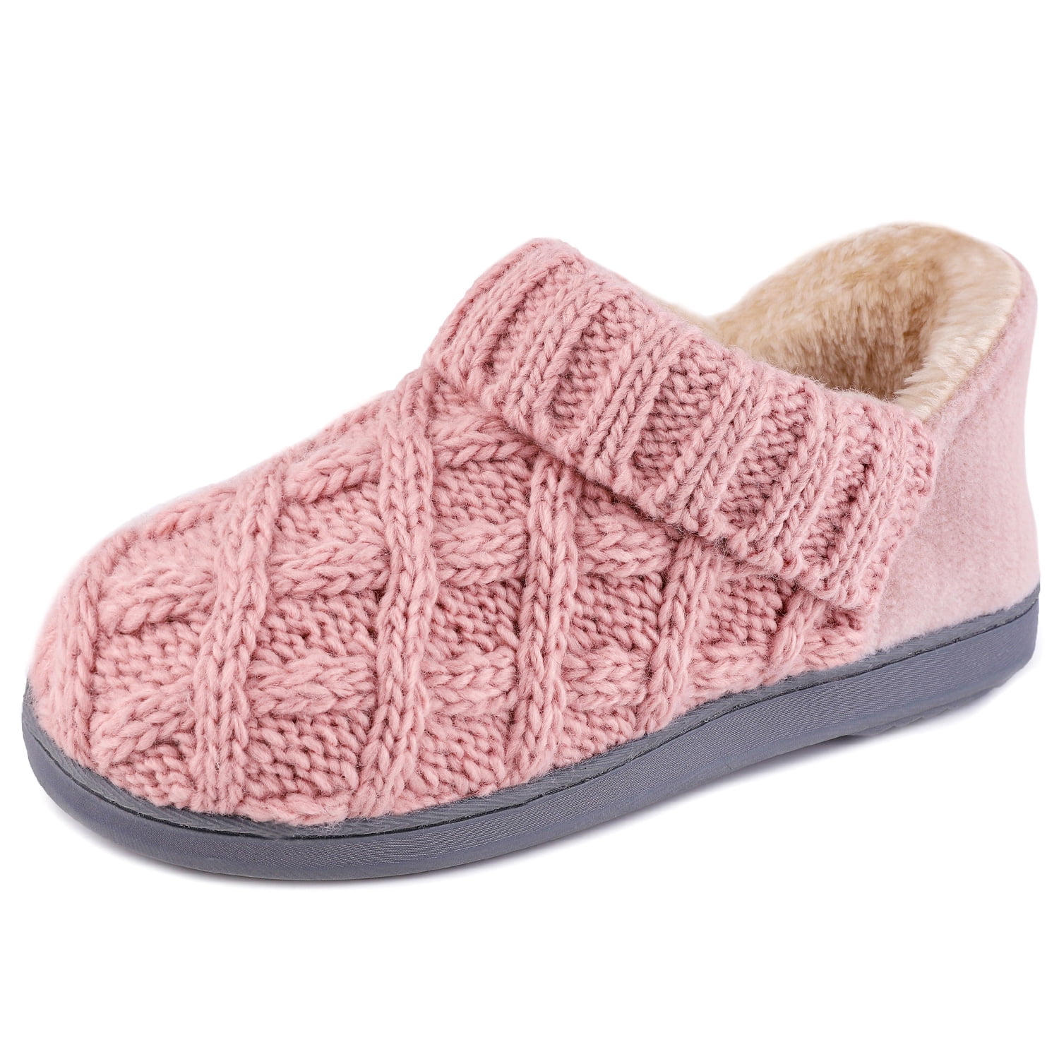 LongBay Women's Warm Wool Yarn Cable Knitted Bootie Slippers Memory