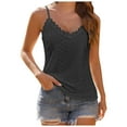 thumbnail image 1 of Camiseta sin mangas con cuello en V y encaje para mujer - Tirantes finos ajustables, blusa de verano holgada, tallas S-XL, 1 of 8