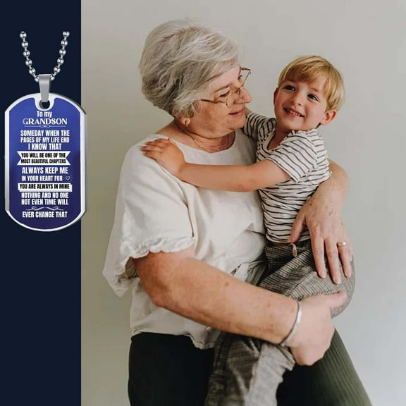 Nsxcdh Stainless Steel Necklace,Adhesive Gift,Adjustable Chain,Love Dedication,Easy Wear,Safe Material,Grandma Grandson,Family Jewelry Christmas Gifts for Grandkids and Women
