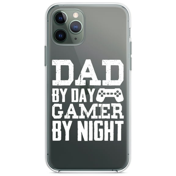 DistinctInk Clear Shockproof Hybrid Case for iPhone 13 Pro MAX (6.7" Screen) - TPU Bumper Acrylic Back Tempered Glass Screen Protector - Dad By Day Gamer By Night