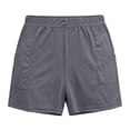 thumbnail image 4 of Gamivast Shorts for Women Elastic Waist Soft Stretch Lightweight Shorts with Patch Pockets Relaxed Fit Gym Workout Lounge Travel Summer Bottoms Gray L, 4 of 8