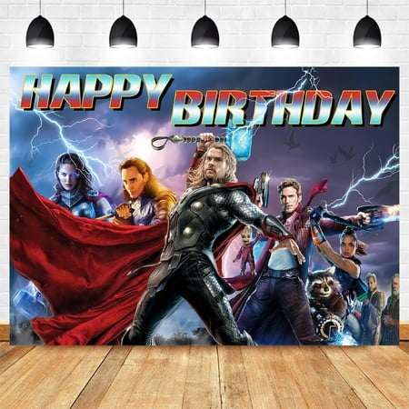 Thor Theme Flag Birthday Party Background Banner for Photography Children Birthday Party Decoration Supplies (5.9ft*3.6ft)