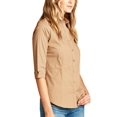 thumbnail image 2 of KOGMO Womens Classic Solid 3/4 Sleeve Button Down Blouse Dress Shirt, 2 of 5