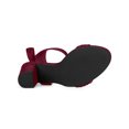 thumbnail image 5 of BLISSFUL STEP Women's Sandals Ankle Tie Back Open Toe Block Heels Burgundy 7, 5 of 7