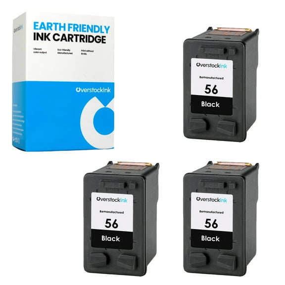 OverstockInk 56 Printer Ink Cartridges Compatible for HP 56 for PhotoSmart 7260 (3 Black)