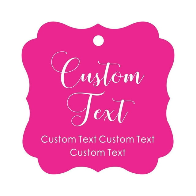 Darling Souvenir Personalized Paper Hang Tags Custom Text Wedding Party Gift Favor Tags -Magenta-100 Tags
