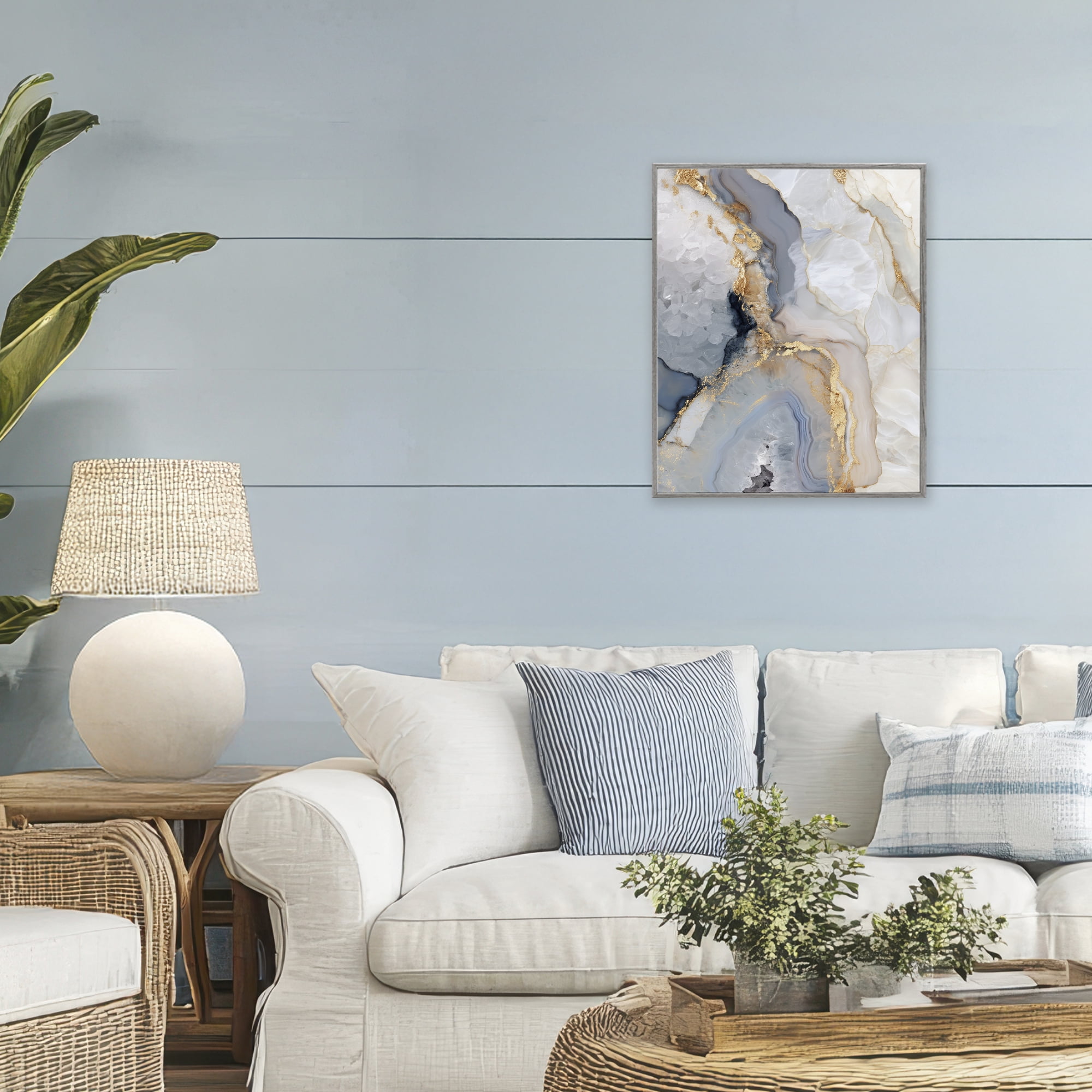 Stupell Industries Midnight Ore Crystals Gray Framed Giclee Art, design by Svetlana Aleynikova