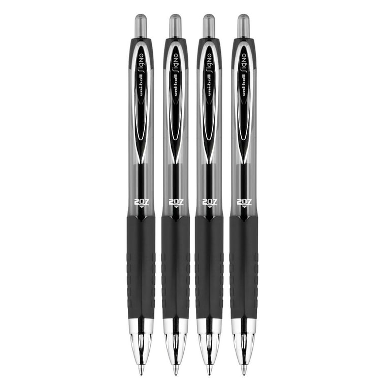 Uni-ball Signo 207 Retractable Gel Pen, 0.7mm Medium Point, Black, Pack of  10