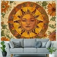 thumbnail image 4 of Creowell  Yellow Sun and Moon Tapestry Hippie Indie Tapestries Boho Orange Flower Floral Tapestry Wall Hanging Cool Vintage Aesthetic Wall Tapestry for Bedroom Living Room Dorm  40x30inch, 4 of 6
