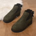 thumbnail image 4 of LRGSHF Women's Ankle Boots Chunky Low Heels Booties Slip On Elastic Fall Short Boots Round Toe Solid Faux Suede Casual Booties Back Bow Decor Non-Slip Comfortable Walking Shoes, 4 of 5