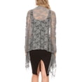 thumbnail image 2 of Sakkas Mari Women's Large Lightweight Soft Lace Scarf Wrap Shawl Floral and Fringe - GrayRoseLace - One Size, 2 of 5