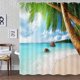 thumbnail image 2 of Cortina de ducha de baño con temática de playa de océano tropical, conjunto de cortina de ducha de tela de palmeras marinas, océano de verano, 11 Feliz Sencillez, 2 of 4
