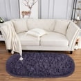 thumbnail image 7 of Junovo Ultra Soft Fluffy Bedroom Rugs Kids Room Carpet Oval Modern Shaggy Area Rugs 2.6' X 5.3',Gray Purple, 7 of 7