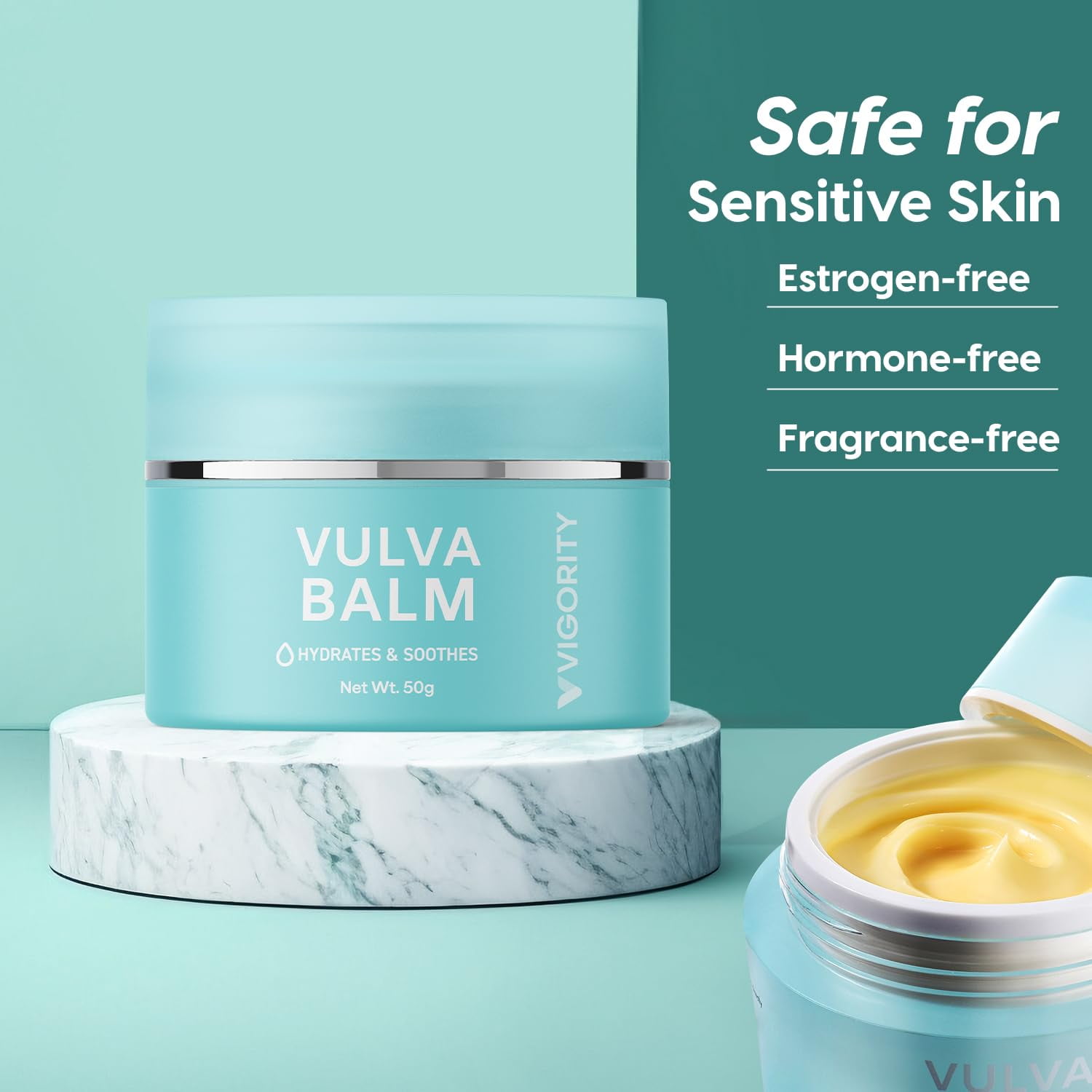 Vigority Vulva Balm Vaginal Moisturizer for Women: Intimate Skin Care Relieves Dryness, Itch, Odor & Irritation - Menopause Suppor With Beeswax, Shea Butter, Emu Oil, and CoQ10 - Estrogen Free