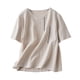 thumbnail image 3 of TaTaai Women's Crew Neck Short Sleeve Linen Embroidered Vintage Loose Casual Tops Soft Lightweight Stylish Blouses for Daily Street Office Outfits Gift, 3 of 7
