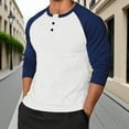 thumbnail image 3 of ZCFZJW Men's Henley Shirts Trendy Fall Raglan Long Sleeve Slim-Fit Casual Cotton Baseball Crewneck Athletic Workout Tee Shirt Tops Blue S, 3 of 3
