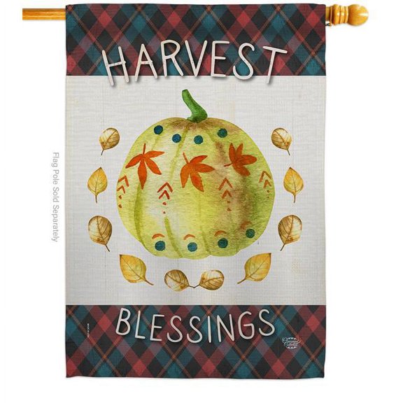 Ornament Collection H192272-BO 28 x 40 in. Colorful Pumpkin Thanksgiving House Flag with Fall Double-Sided Decorative Vertical Flags Decoration Banner Garden Yard Gift