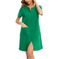 thumbnail image 2 of Diufon Women's Short Sleeve Pajamas Zipper Front Home Robe Lightweight Knee Length Bathrobes Dress with Pockets, 2 of 7