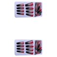 thumbnail image 3 of Qarigey 1 Juego de pestañas adhesivas para uñas con punta francesa para mujeres y niñas, rojo y negro Type2 NO2, 3 of 6