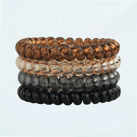 Large Spiral Hair Ties for Women - Waterproof Ponytail Holders for Teens | Stylish Phone Cord Hair Ties & Hair Coils for Girls | Coil Hair Ties for Thick Hair & Thin Hair, 8 Pcs (Brunette)