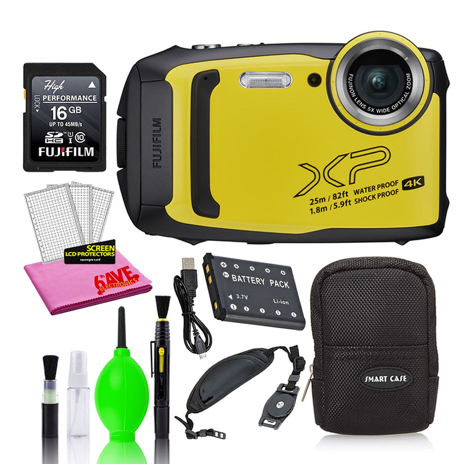 Bloeden Spanje Enten Fujifilm FinePix XP140 Waterproof Digital Camera (Yellow) with 16GB SD Card  - Walmart.com