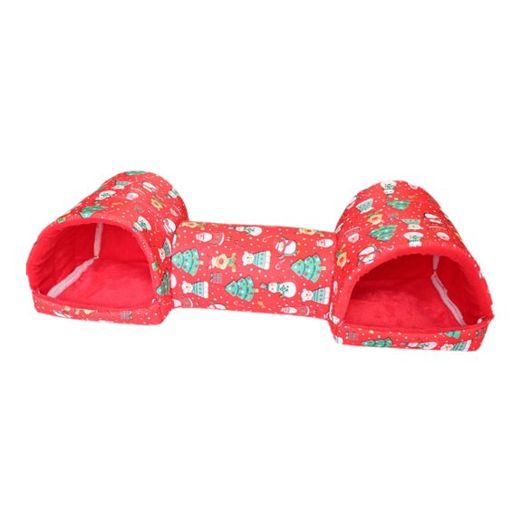 Túnel para hámster, escondite, lavable, nido de juguete cálido, tubo de juguete para conejos. muñeco de nieve rojo
