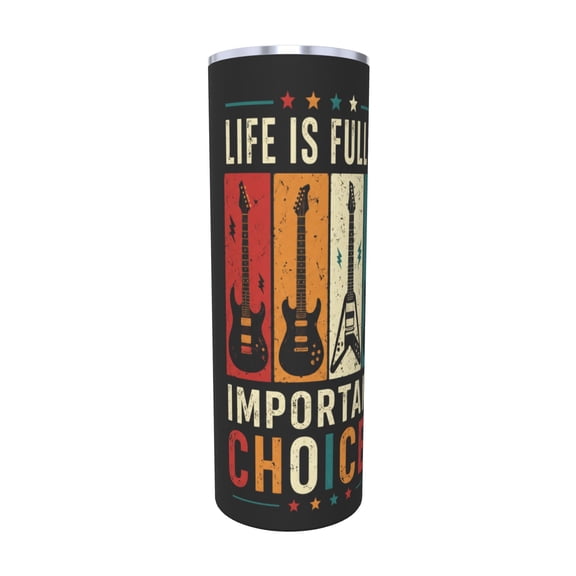 20oz Vintage Guitar Lover Insulated Tumbler with Handle and Straw Lid Car Cup Travel Coffee Cup Gift for Music Lovers with Straw