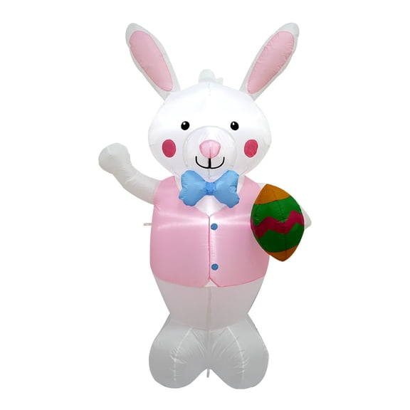 4.9FT Easter Inflatables Outdoor Decoration Inflatable Bunny with Egg, Built in LED Lights Blow Up Yard Decoration for for Yard Lawn Garden Holiday Party