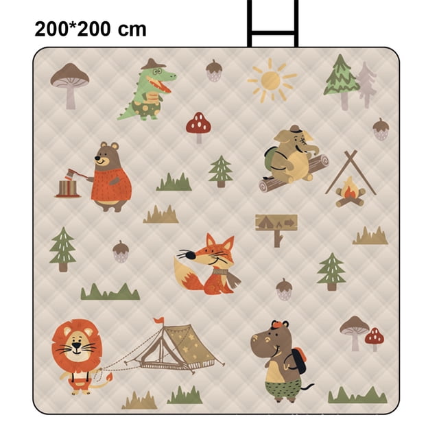 Becaristey Outdoor Beach Mat Convenient For Travel Oxford Cloth With Multiple Patterns Easy To Store And Carry Animal Camping 200*200 cm