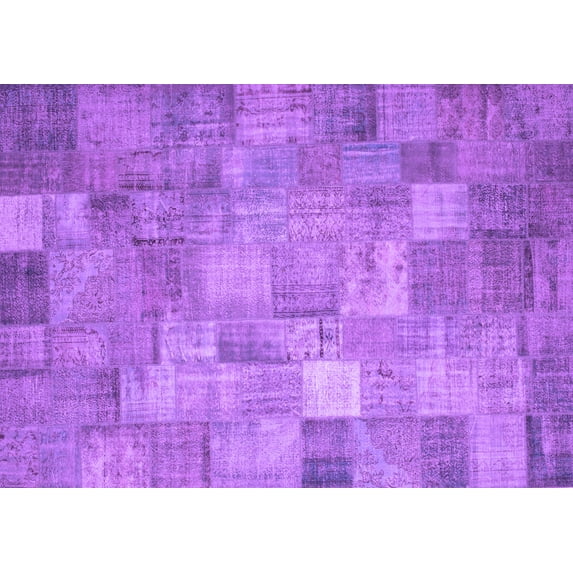 Ahgly Company Indoor Rectangle Patchwork Purple Transitional Area Rugs, 8' x 12'