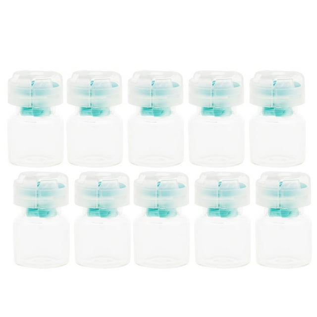 Lote de 10 botellas vacías de vidrio transparente con tapón de rosca azul de 3 ml. 3ml