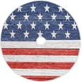 thumbnail image 1 of FMSHPON 4th of July Patriotic StarsStripes on Wood Xmas Christmas Tree Skirt Stand Mat for Holiday Party Decoration Indoor Outdoor 48 inches, 1 of 6