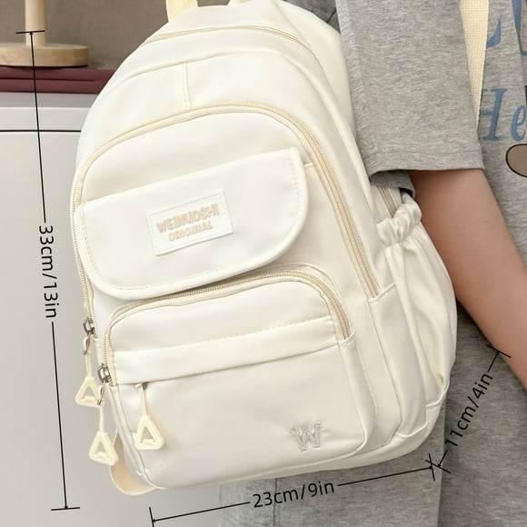 All White Solid Color Backpack For Men Women, Daypacks Commuter Backpack