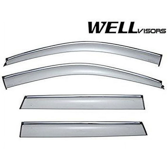 WellVisors Side Window Wind Deflector Visors - Jeep Grand Cherokee 11-up 2011 2012 2013 2014 2015 2016 with Chrome Trim