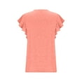 thumbnail image 6 of RYRJJ Women's Summer Tunic Blouse Flutter Short Sleeve V Neck Solid Trendy T Shirt Tops Casual Loose Fit(Pink,M), 6 of 8