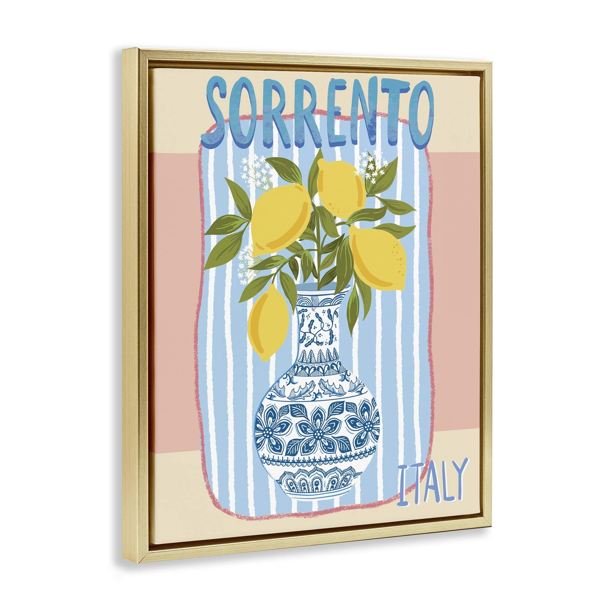 Stupell Industries Italian Summer Lemons Food & Beverage Painting Gold Floater Framed Canvas Art Print Wall Art, 17 x 21