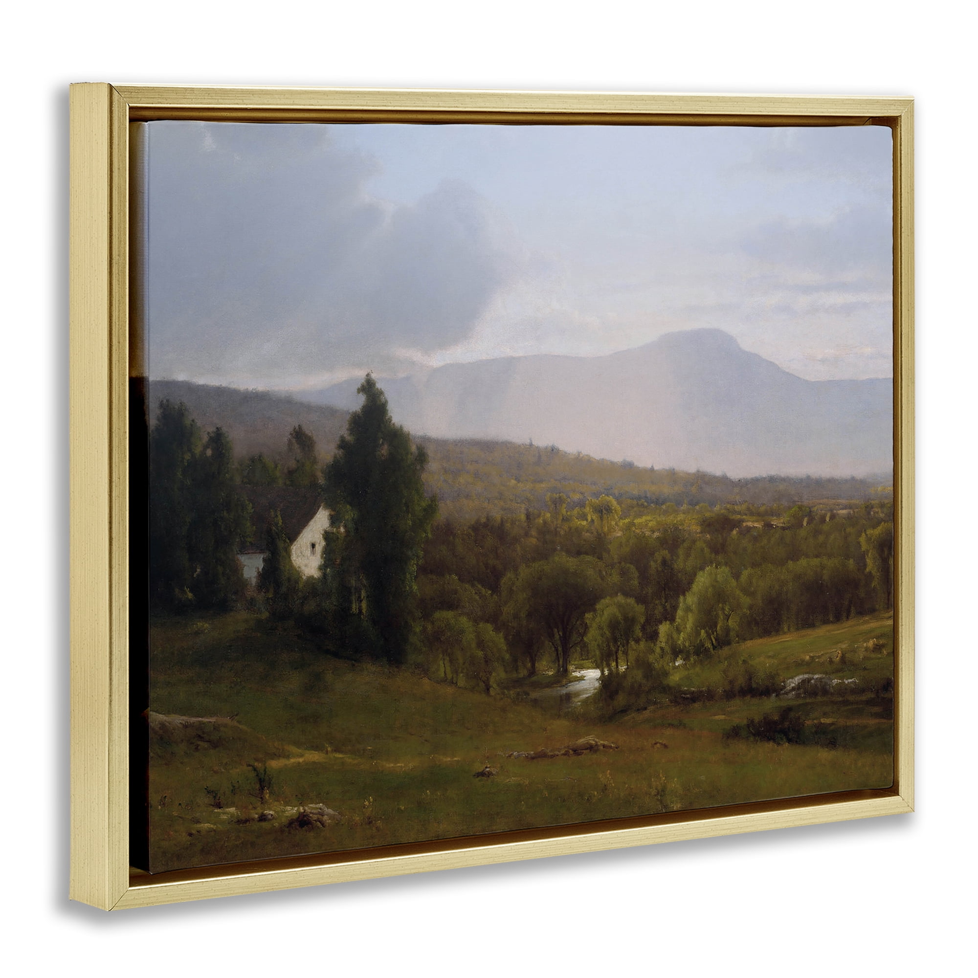 Cabins in Peaceful Vista Gold Framed Floater Canvas Wall Art, design by Lettered and Lined