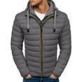 thumbnail image 3 of IYTR Mens Hooded Jacket Long Sleeve Solid Color Zipper Hooded Drawstring Jacket Winter Warm Padded Jacket with Pockets Gray M, 3 of 3
