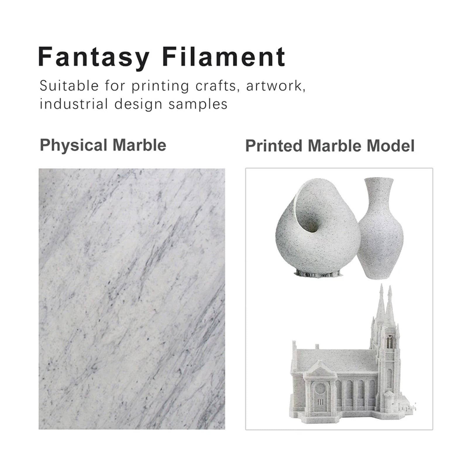 3D Printer PETG Marble Filament, 1.75mm 3D Printing Filament Stone Like Material 1kg/500g/250g 3d Printing Supplies Safety ,Smooth and Stable