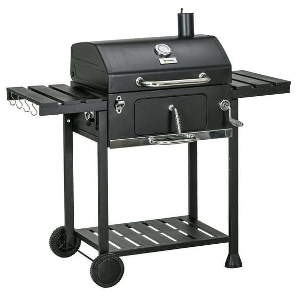Outsunny Charcoal BBQ Grill with Adjustable Charcoal Pan, Barbecue Grill