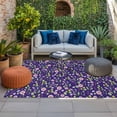 thumbnail image 2 of Purple Pink Wildflowers Outdoor Rug for Patio/Deck/Porch, Non-Slip Large Area Rug 4 x 6 Ft, Pastoral Botanical Leaves Indoor Outdoor Rugs Washable Area Rugs, Reversible Camping Rug Carpet Runner, 2 of 8