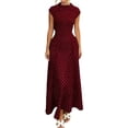 thumbnail image 2 of Jaimenalin Women'S Polka Dots Maxi Tank Dress Vintage Mock Neck Sleeveless Elegant Long Dresses Wine Red XS, 2 of 9