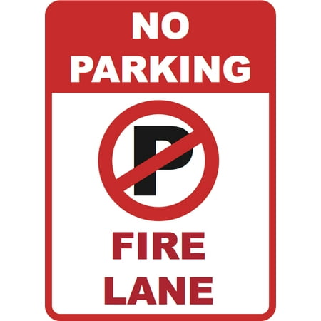 - No Parking - Fire Lane Sign Inches Commercial Business Warning Signs - Aluminum Metal, 12x18