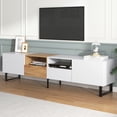thumbnail image 6 of Harper & Bright Designs Modern TV Stand for 85 inch TV, Wood TV Storage Cabinet with Open Shelves, Entertainment Center Media Table with Drop Down Door for Living Room, White, 6 of 20