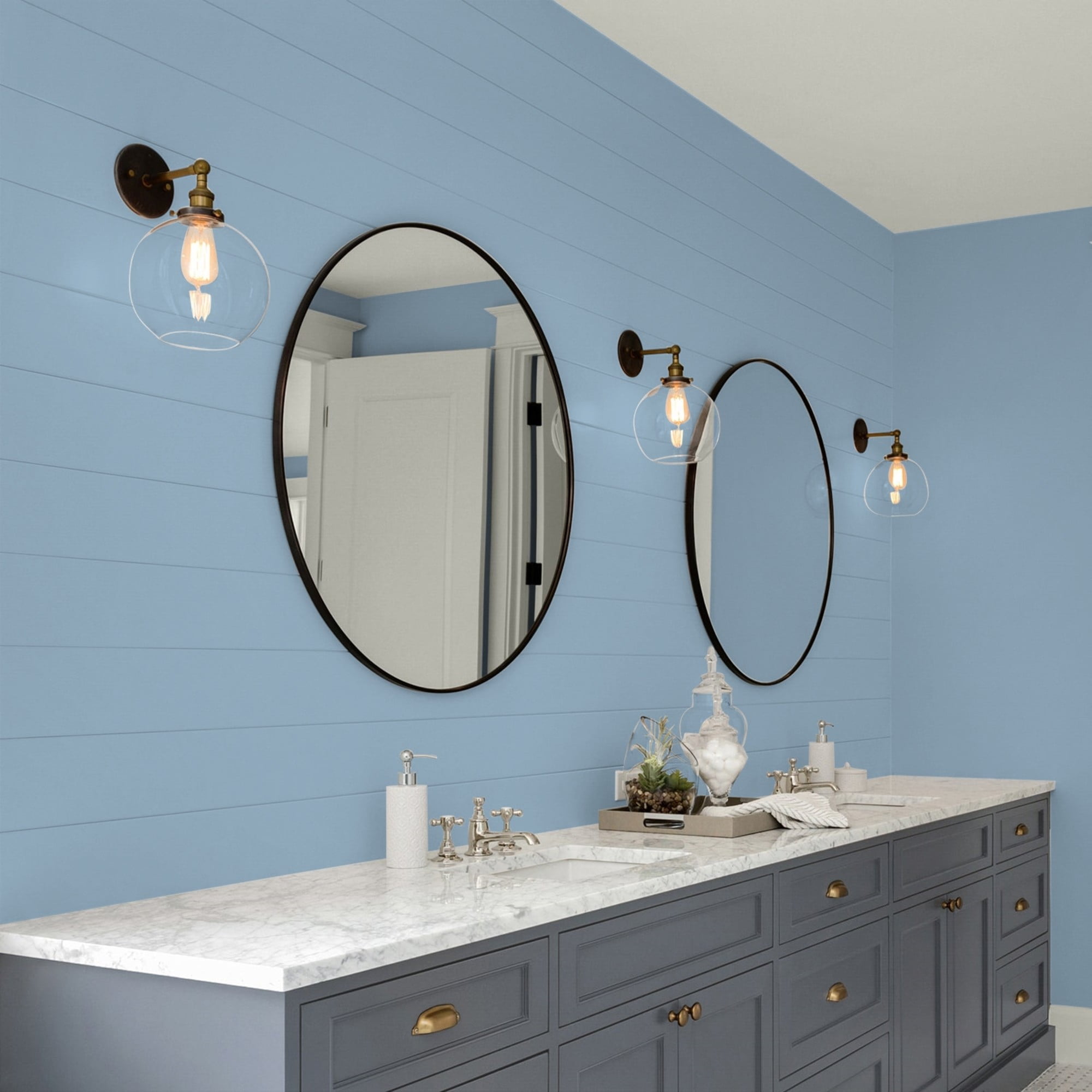 Glidden One Coat Dresden Dream / Blue Eggshell Interior Paint with Primer, 1 Quart