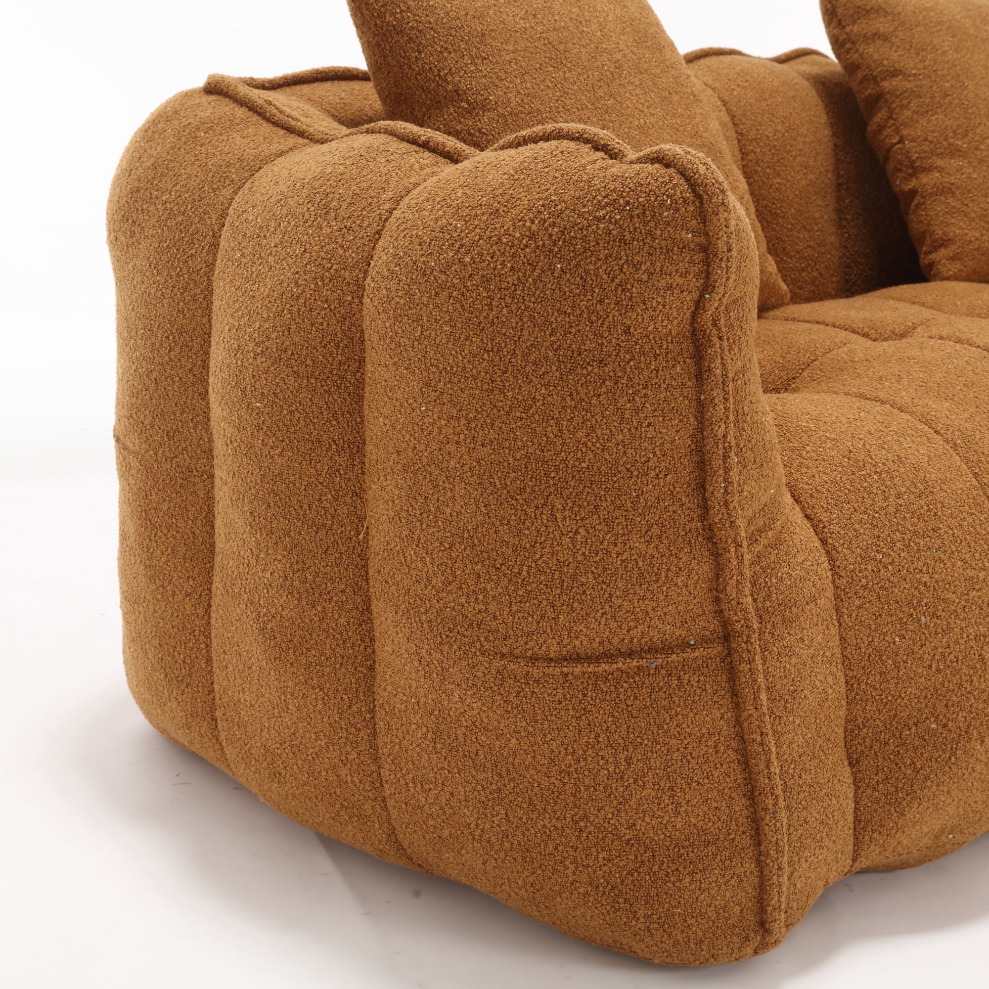 Aukfa 65" Compressed Loveseat Sofa for Living Room,No Assembly Required, 2 Pillow, Chenille, Orange