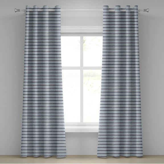 Ambesonne Harbour Stripe Grommet Curtain, Sketchy Stripes, 50" x 84", Cadet Blue Pale