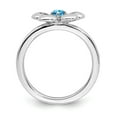 thumbnail image 2 of Sterling Silver Stackable Expressions Polished 0.10 Ct. Blue Topaz Flower Ring Size 7, 2 of 5