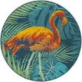 thumbnail image 2 of Unique Loom Outdoor Coastal Collection Area Rug - Flamingo (4' 1" Round Multi/Teal), 2 of 9